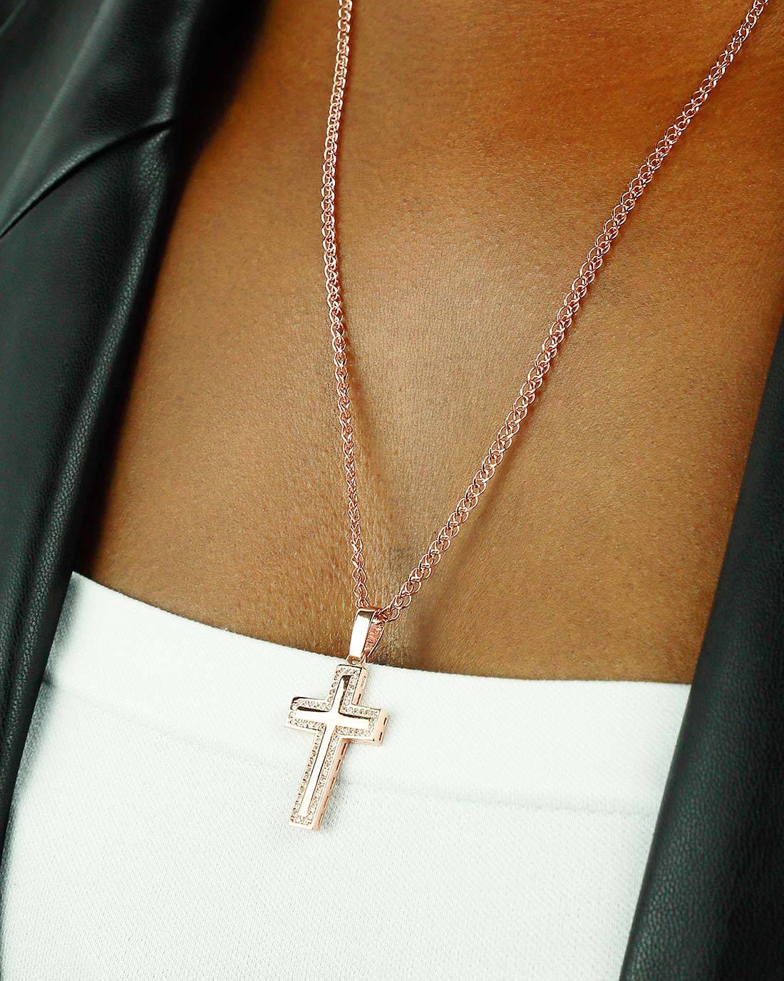bling bling cross rose gold 24k vermeil