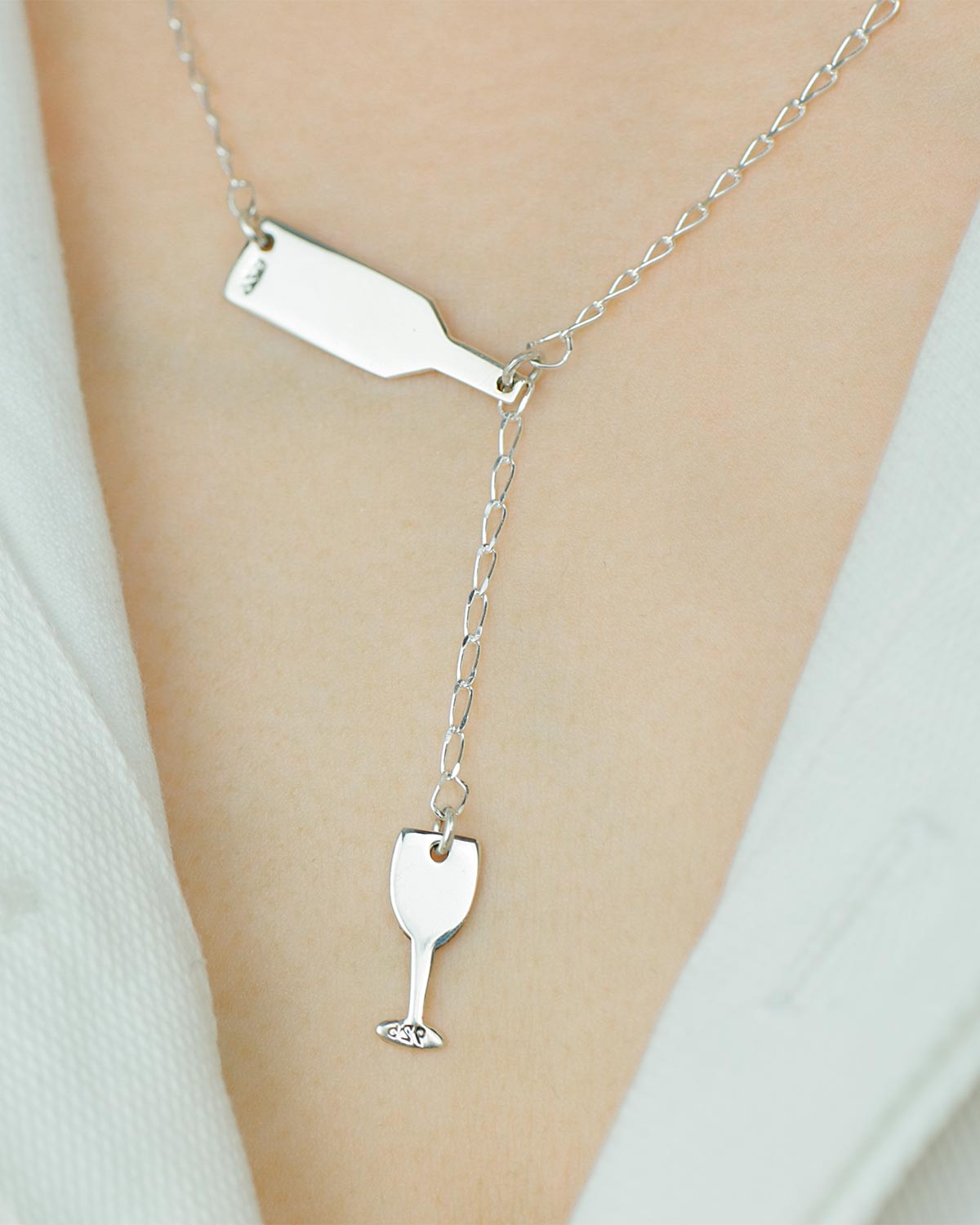 bottle and cup necklace real 925 silver