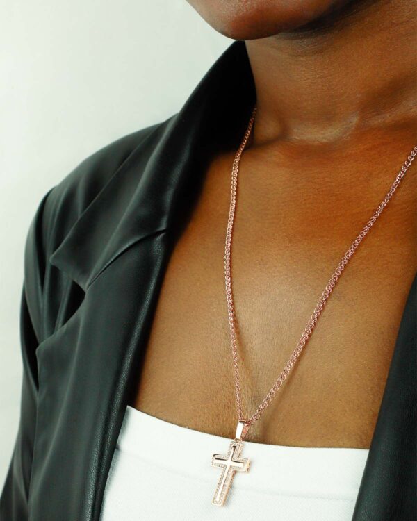 hip hop rose gold necklace with diamonds