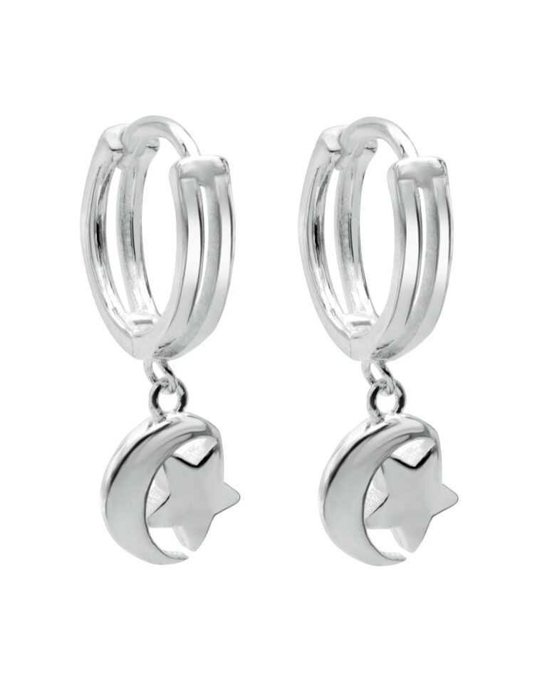 moon and star earrings 925 sterling silver
