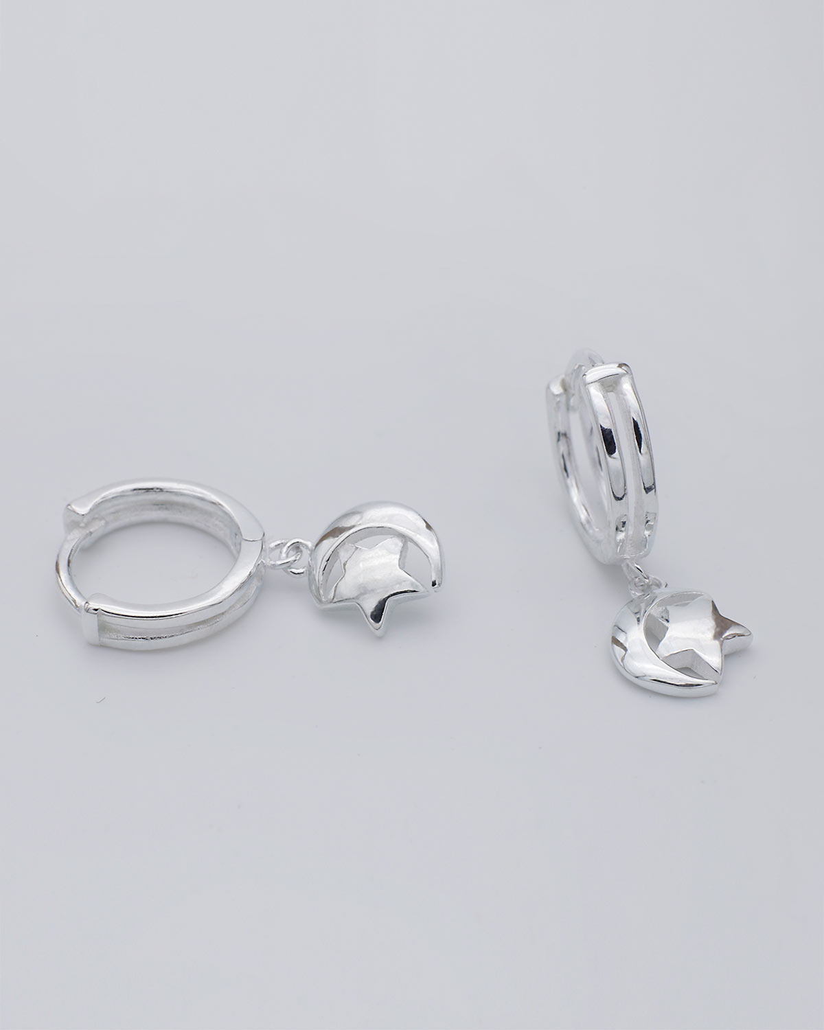 moon and star earrings silver 925