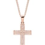 rose gold cross with diamonds necklace 925 silver