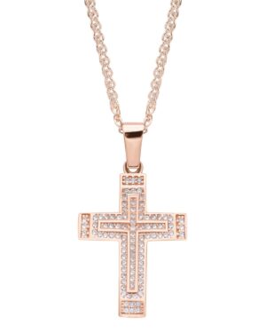 rose gold cross with diamonds necklace 925 silver