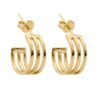 triple three lines hoop earrings gold