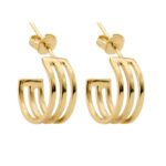 triple three lines hoop earrings gold