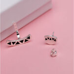 3 piece silver jacket earring