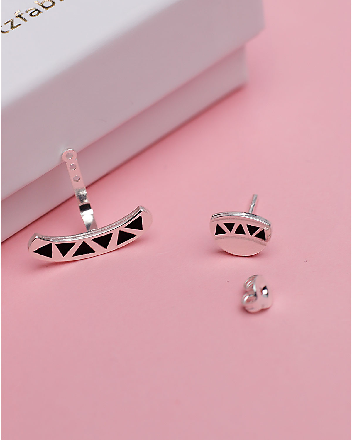 3 piece silver jacket earring