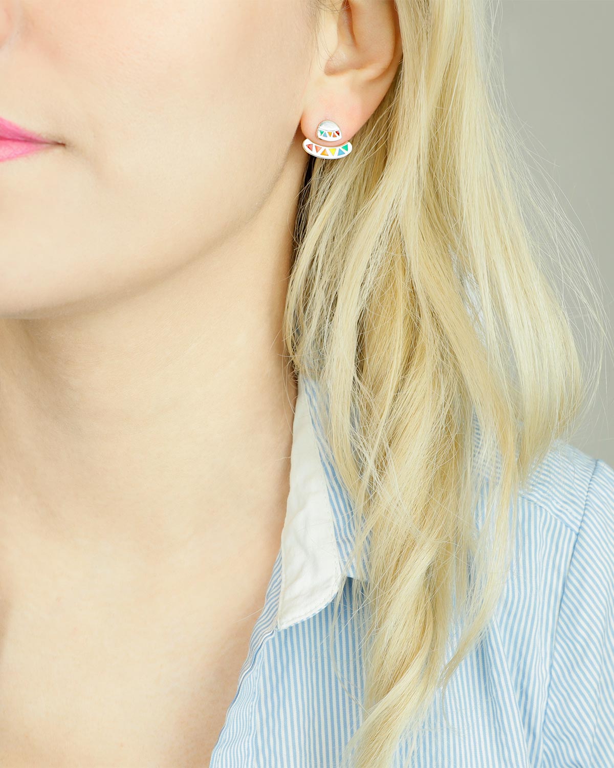 aztec earrings colorful 925 sterling silver