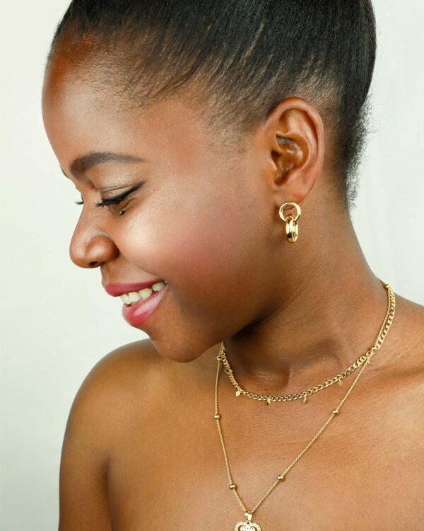 chunky wide thick round earrings gold