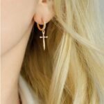 dagger sword hoop earrings gold vermeil 24k