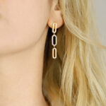 diamond long earrings 24k gold vermeil