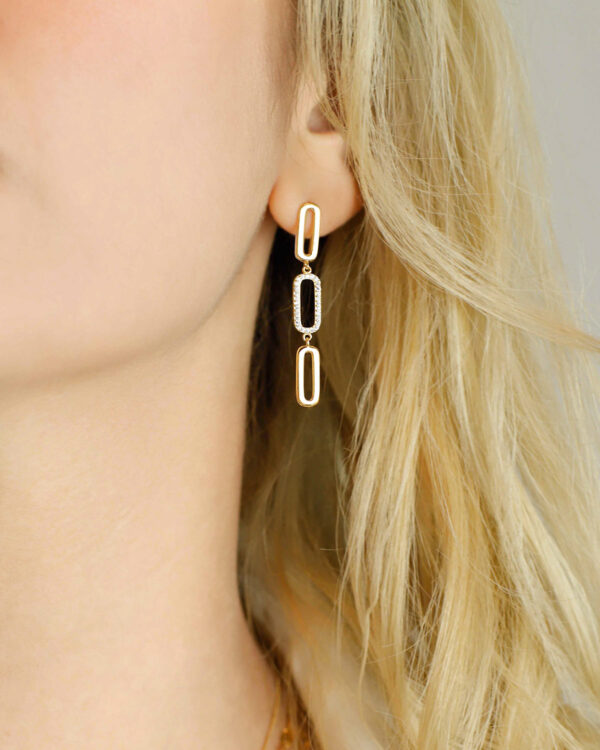 diamond long earrings 24k gold vermeil
