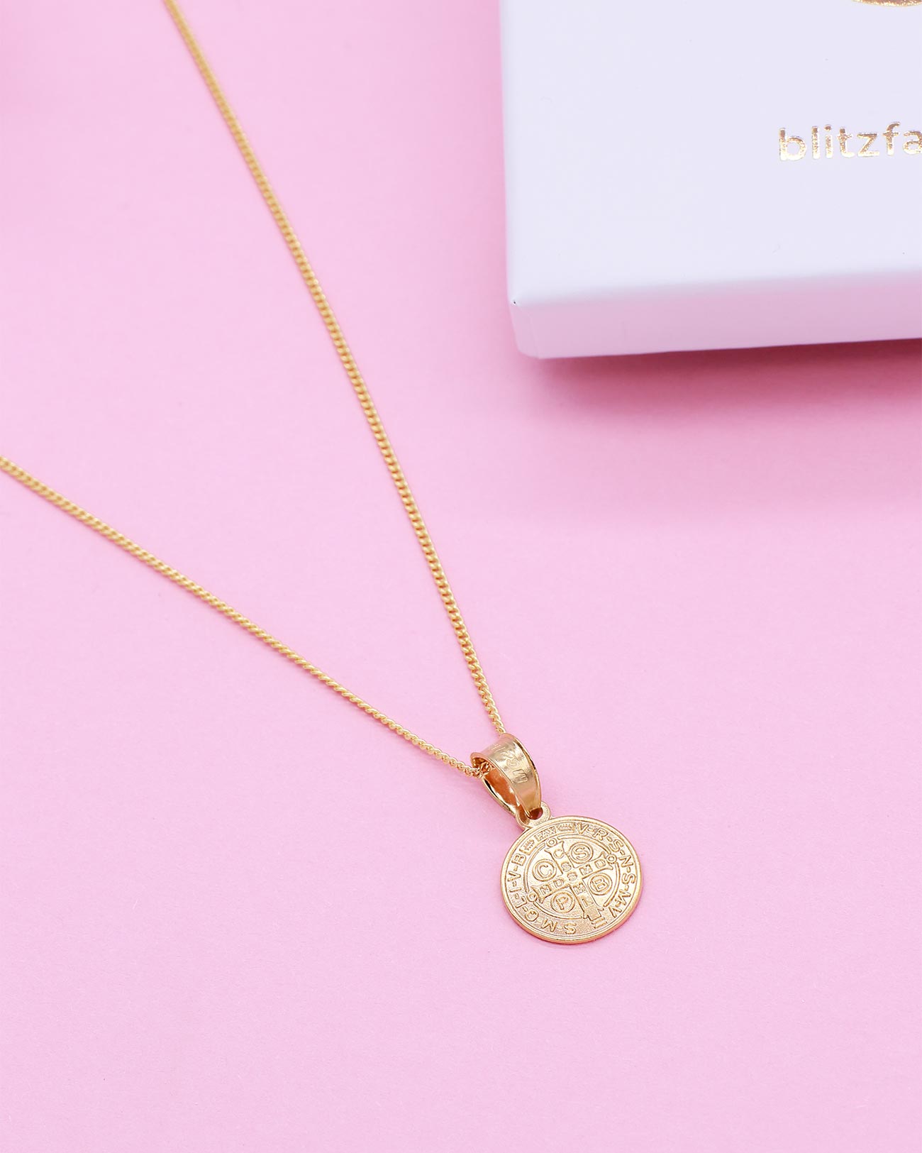 gold necklace st benedict san benito