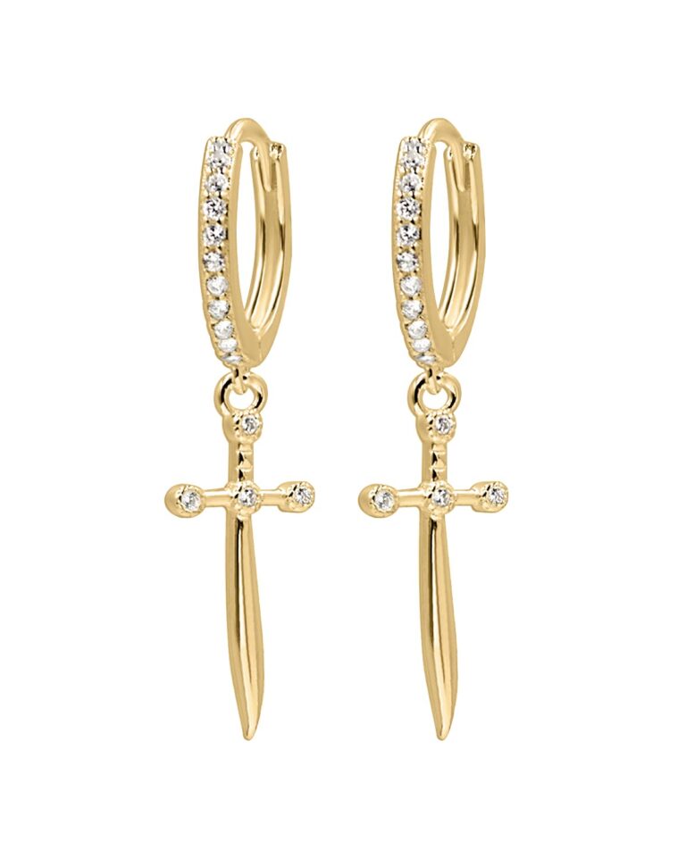 gold vermeil 24k dagger earrings dangling