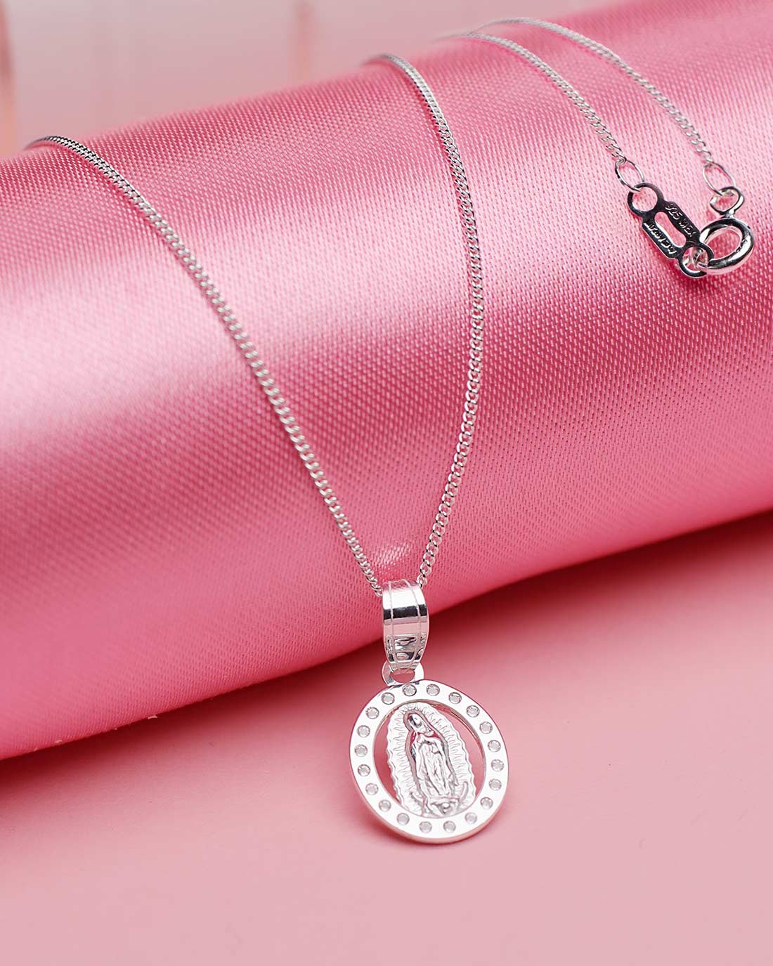 guadalupe virgin necklace 925 sterling silver