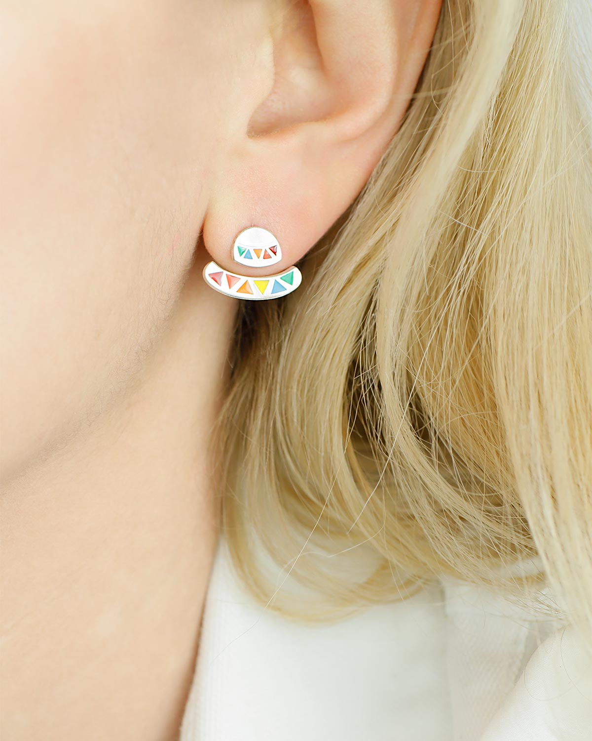 jacket earrings 925 sterling silver colorful