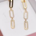 long dangle earrings gold diamonds vermeil 24k