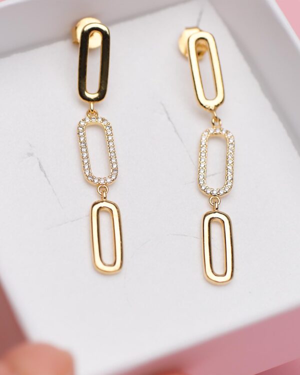 long dangle earrings gold diamonds vermeil 24k