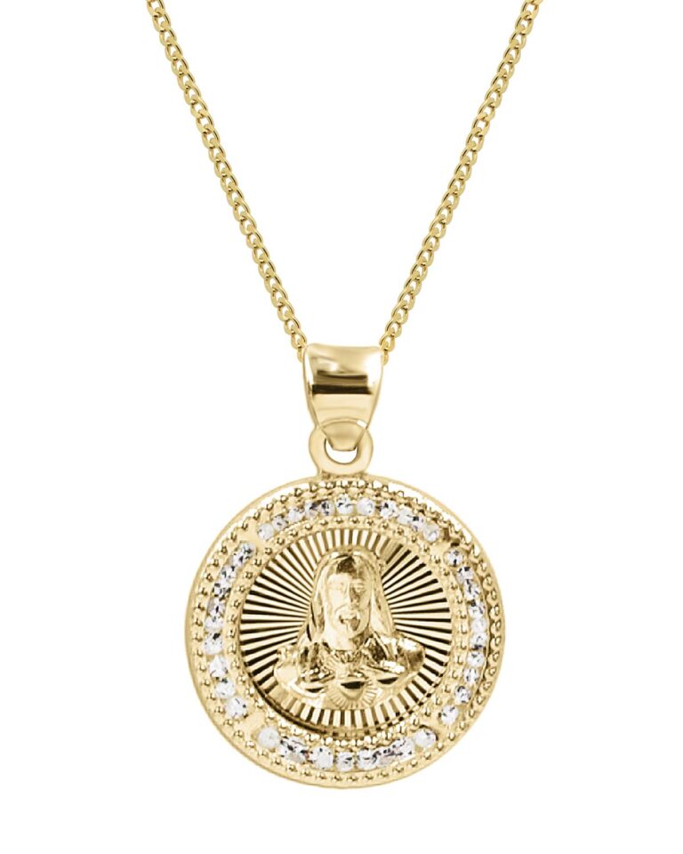 sacred heart of jesus medal gold over 925 sterling silver