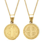 st benedict medal gold 925 sterling silver necklace