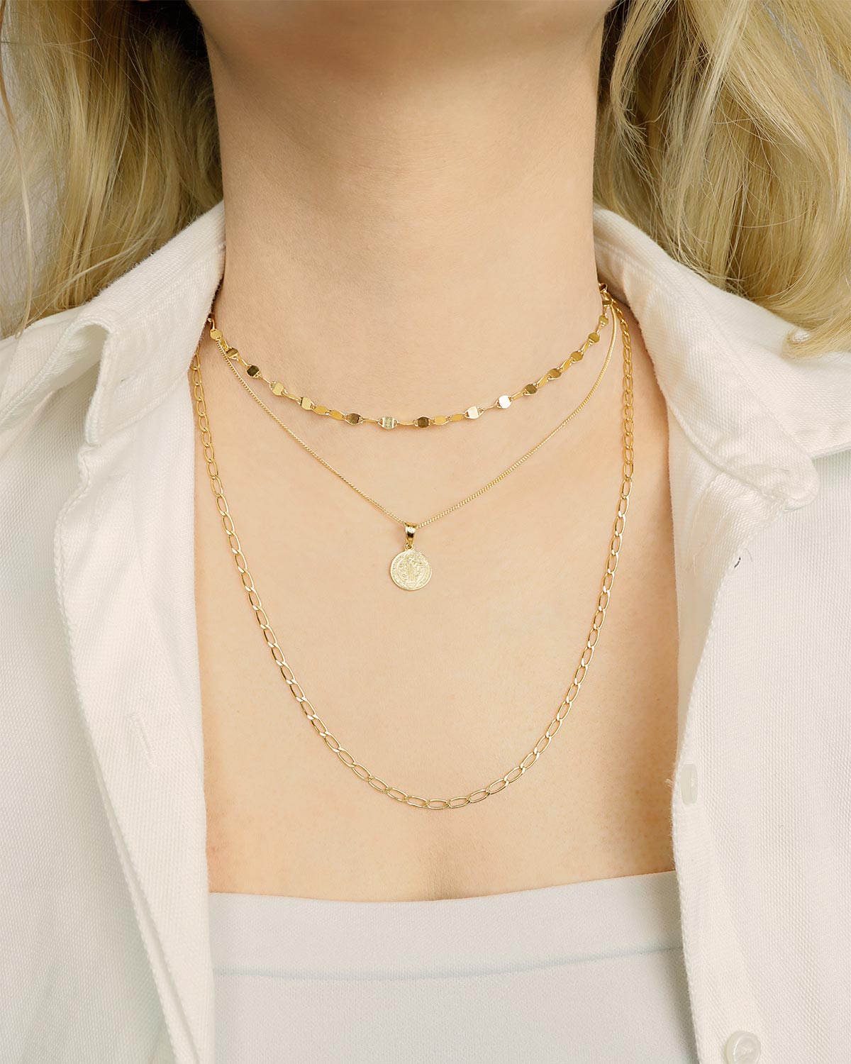 st benedict necklace gold 24k vermeil