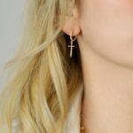 sword hoop earrings gold 925 sterling silver