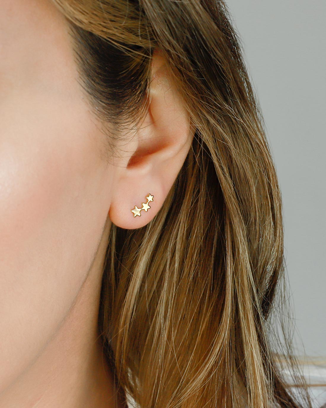 10k solid gold earcrawler earrings stars screw back