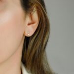 music note dainty tiny solid gold studs screw back