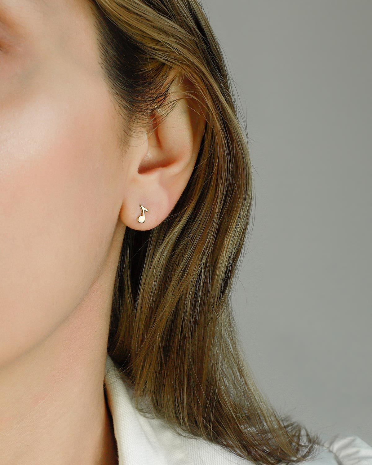 music note dainty tiny solid gold studs screw back