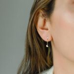 10k solid gold tiny butterfly hanging earrings