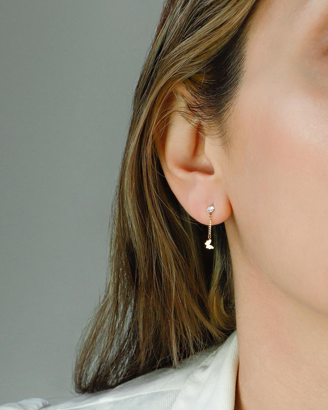 10k solid gold tiny butterfly hanging earrings