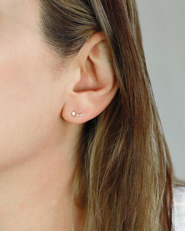 shooting star tiny stud earrings 10k gold solid