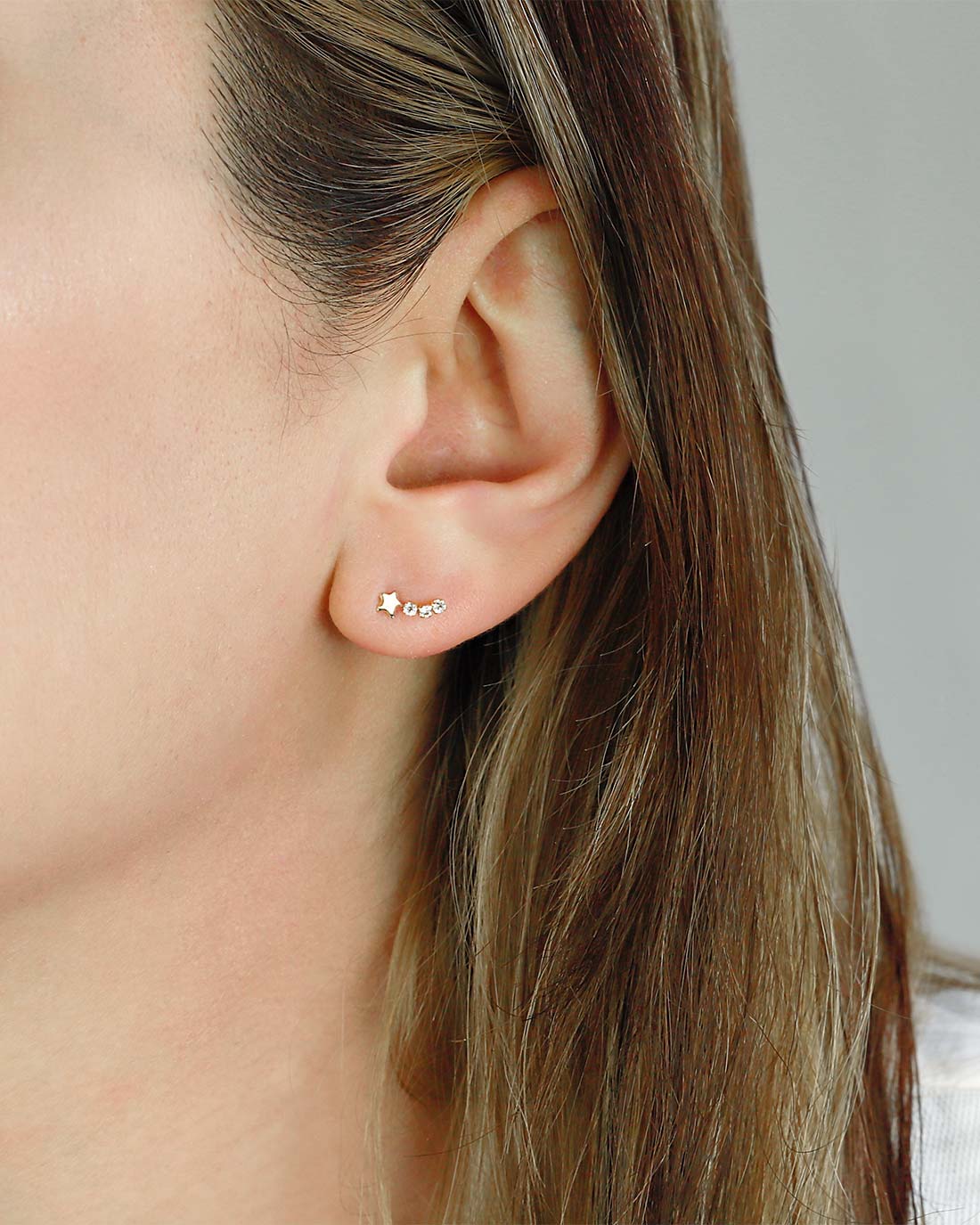 shooting star tiny stud earrings 10k gold solid