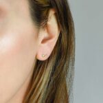 star with zirconia real gold tiny earrings