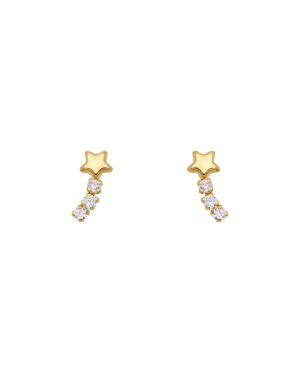star with zirconias 10k gold earrings