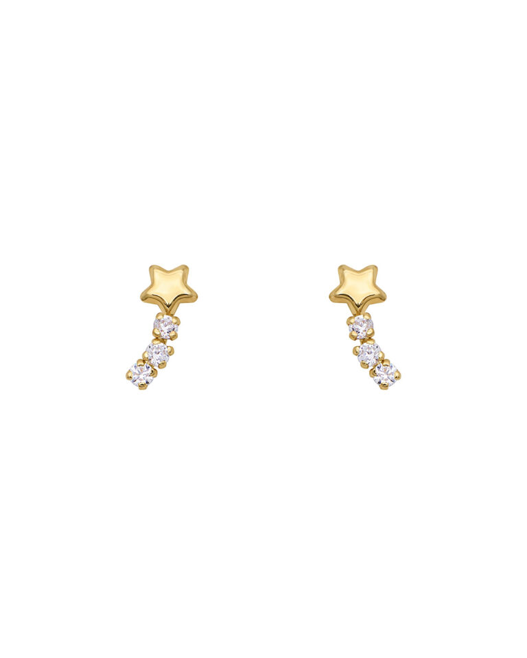 star with zirconias 10k gold earrings