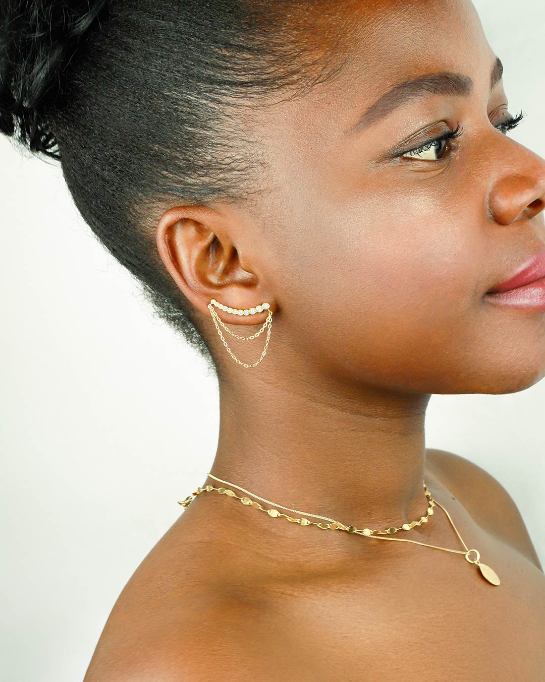 earclimber earrings gold 24k