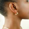 wide gold earrings 24k