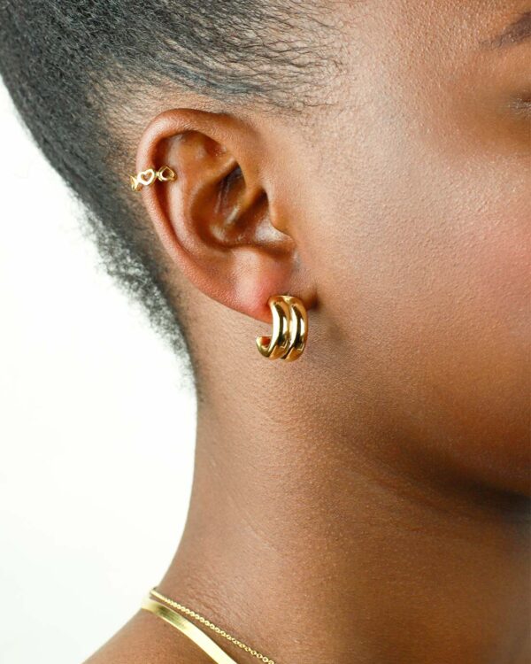 wide thick earrings gold vermeil 925 silver