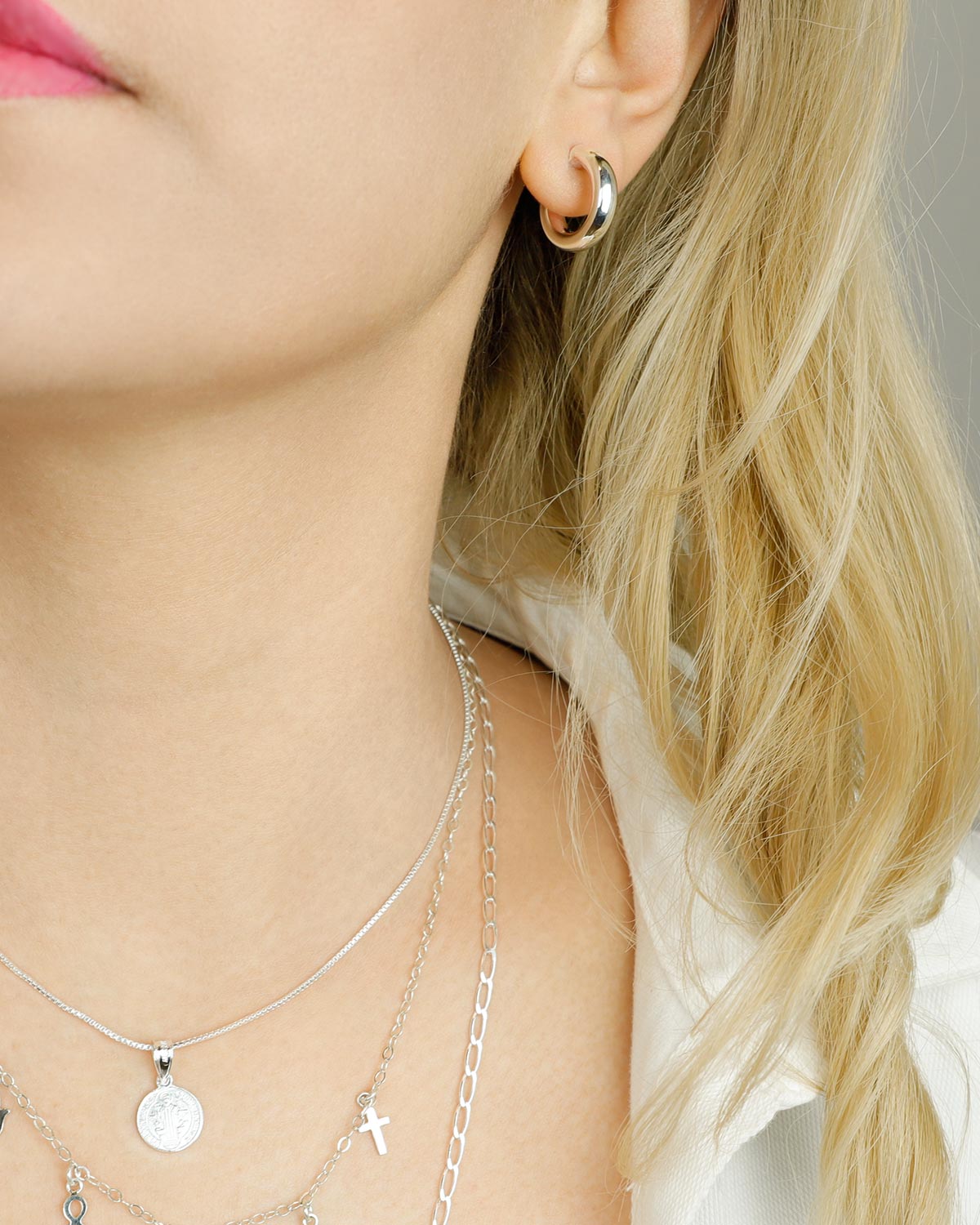 chunky silver hoop earrings 4mm thickness