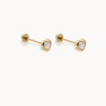 heart screw back earrings studs 10k gold