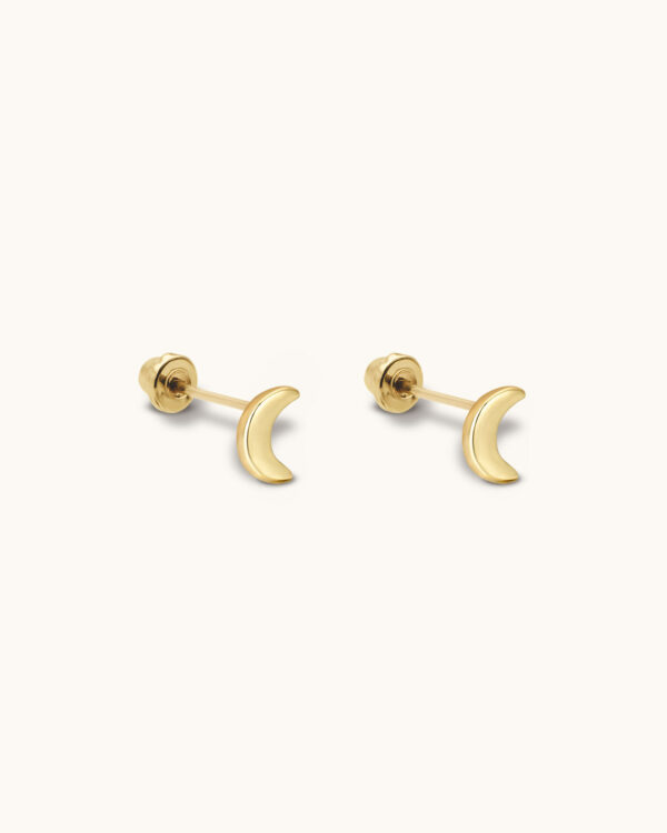 moon stud earrings screw backs 10k gold