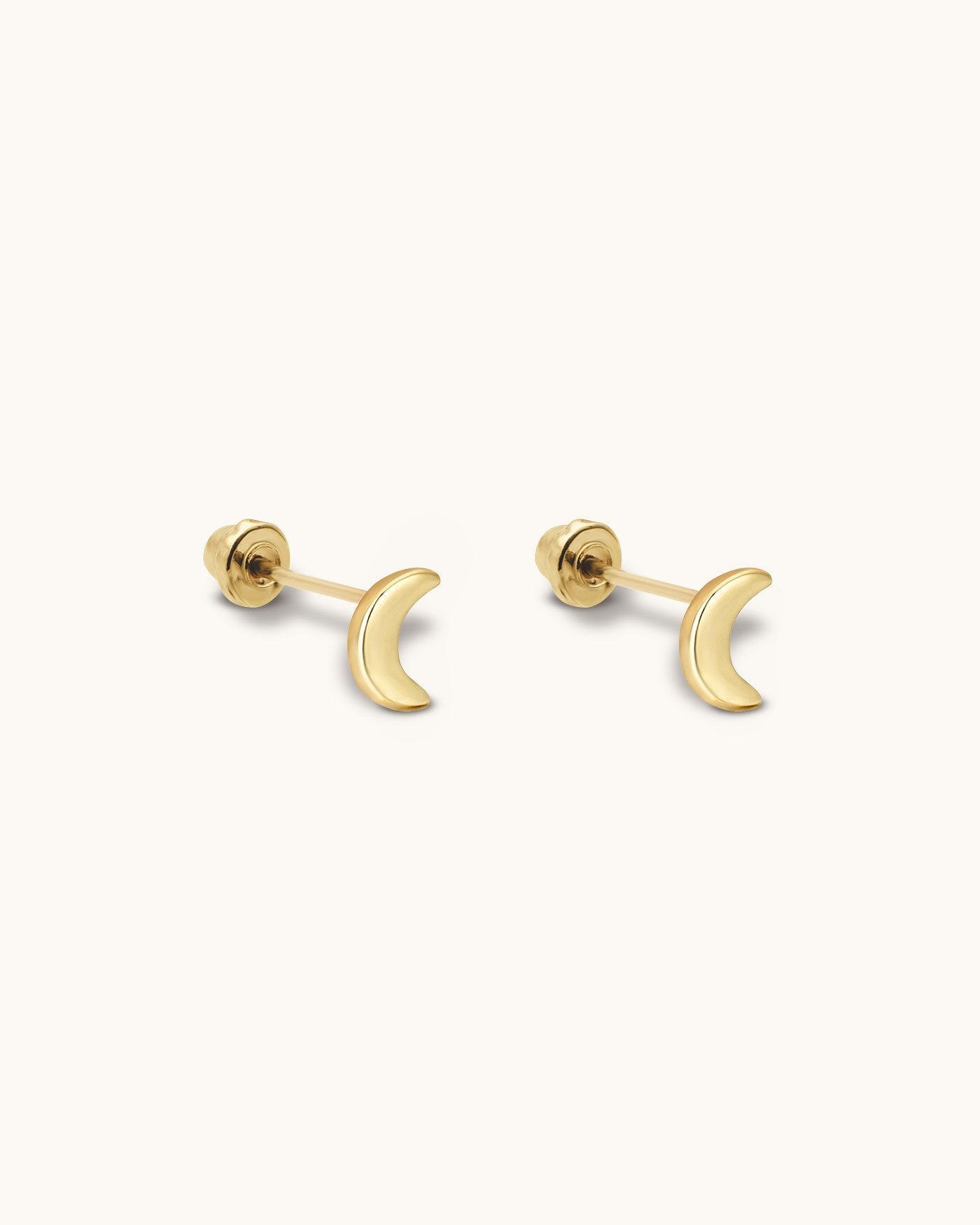 moon stud earrings screw backs 10k gold