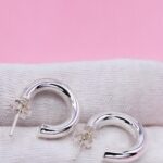 shiny chunky silver hoop earrings