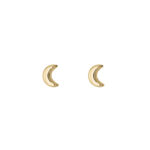 tiny stud earrings moon real gold 10k