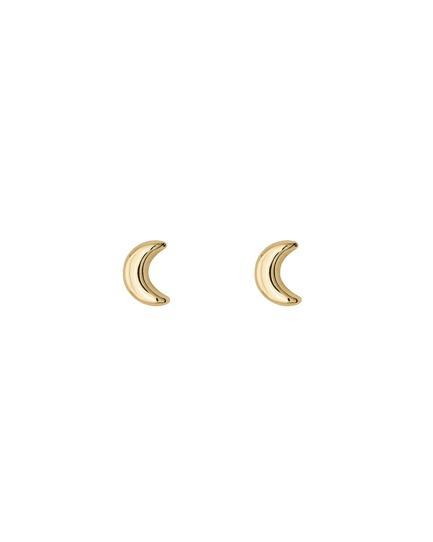 tiny stud earrings moon real gold 10k