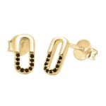 black zirconia gold stud earrings clip elegant