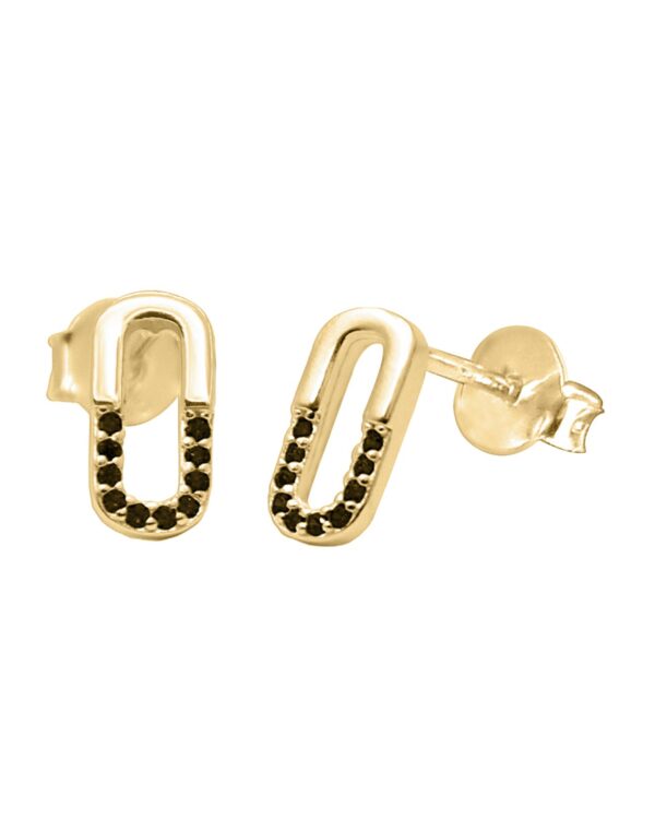 black zirconia gold stud earrings clip elegant