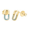 blue zirconia gold stud earrings clip elegant