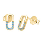 blue zirconia gold stud earrings clip elegant